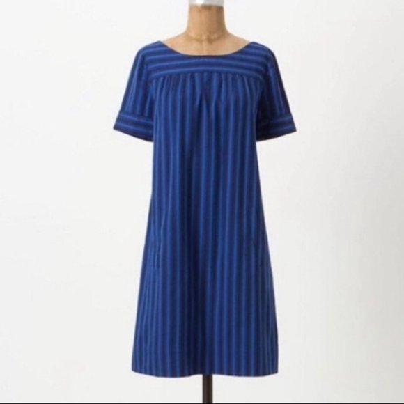 Anthropologie HD In Paris Blue Striped Dress  - Size 2 - Picture 1 of 5